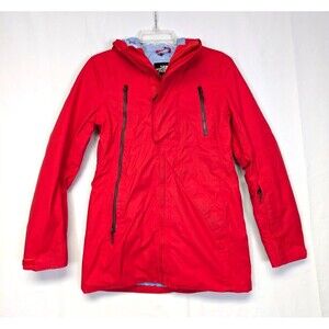 The North Face Womens Ski Jacket Red Insulated Full Zip Hooded Parka Size S